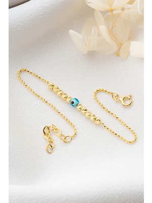 Normadia 925 Ayar Gümüş Gold Nazar Boncuklu Dorika Bileklik