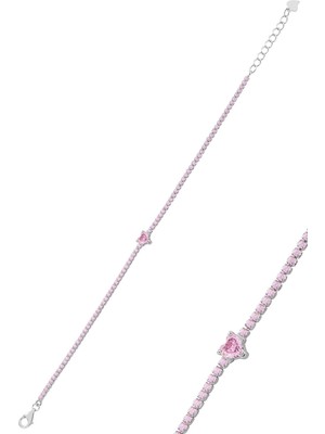 Normadia Pembe Taşlı Romantik Kalp Su Yolu Bileklik, Şık ve Zarif Tasarım