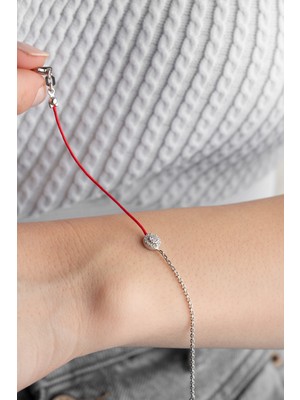 Normadia 925 Ayar Gümüş Kırmızı Taşlı Bağlantılı Bileklik