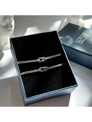 Normadia Şık 925 Ayar Gümüş Düğüm Çift Bileklik Takımı