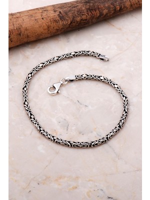 Normadia Şık ve Dayanıklı 2.5 mm Erkek Gümüş Zincir Bileklik, 21.5 cm Uzunluk