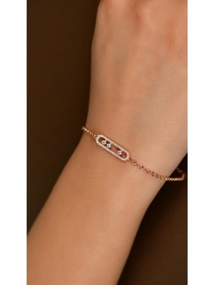 Normadia Zirkon Taşlı Rose Özel Tasarım Gümüş Bileklik, Şıklık ve Zarafet Sunar