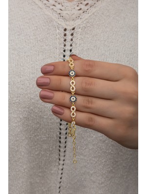 Normadia Gümüş Bileklik, Nazar Boncuklu, Sonsuzluk Sembollü Şık Tasarım