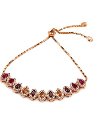 Normadia Şık Gümüş Bileklik, Asansörlü, Damla ve Karışık Taşlı Model