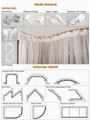 Esnek Oryantal Kıvrılan Perde Rayı Korniş Sistemi, 2 Metre