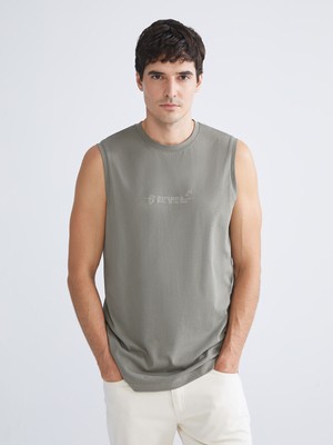 Lc Waikiki Yeni Sezon Bisiklet Yaka Baskılı Erkek Kolsuz Tişört