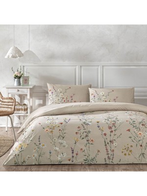 Taç Lunel Ranforce Çift Kişilik Nevresim Takımı Bej