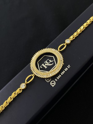 Normadia 925 Ayar Gümüş Kadın Bileklik, Yarım Altın Tasarımı, 18+3cm