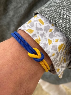 Normadia Şık Gümüş Kazaziye Bileklik Sarı Lacivert Spor Renkleri