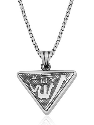 Noip 925 Ayar Gümüş Üçgen Allah Yazılı Cevşen Dualı Kolye T6220 (925)