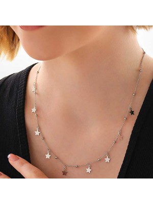 Noip 925 Ayar Gümüş Yıldızlı Dorika Kadın Gümüş Kolye T7915 (925)