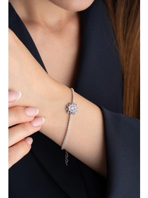 Normadia 925 Ayar Gümüş Mor Taşlı Lotus Su Yolu Bileklik