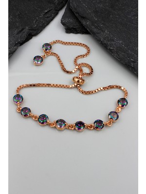 Normadia El Yapımı Parlak Topaz Taşlı Şık Gümüş Bileklik