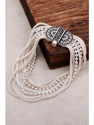 Normadia El Yapımı Gümüş Midyat Hasırı Bileklik, Hitit Motifli, Zarif ve Şık Tasarım