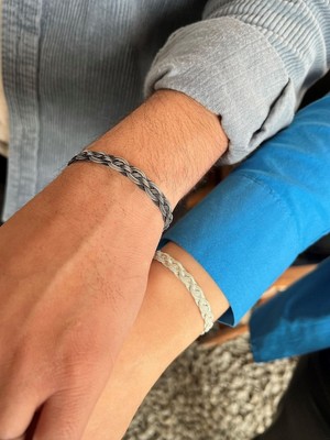 Normadia Sevgililer Günü Çiftler Için Gümüş Kazaziye Bileklik Seti