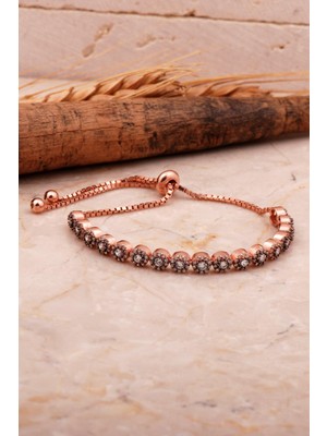 Normadia Şık Gümüş Rose Bileklik, Elmas Montürlü, Su Yolu Detayı, Zarif Tasarım