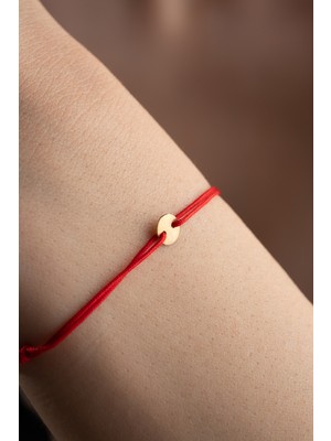 Normadia 925 Ayar Gümüş Rose Kırmızı Ipli Ayarlanabilir Yuvarlak Bileklik