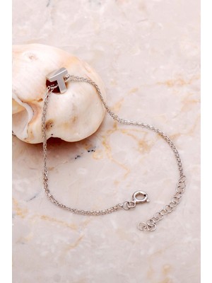 Normadia Şık Rodyum Kaplı Gümüş T Harfi Bileklik, Zarif ve Dayanıklı Takı