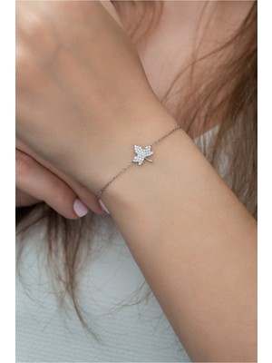 Normadia 925 Ayar Gümüş Minik Çınar Yaprağı Kadın Bileklik