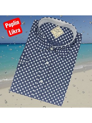 Eren Style Slim Fit Pamuklu Kısa Kollu Yaka Gizli Düğme Gömlek (Slim Fit Kalıp)