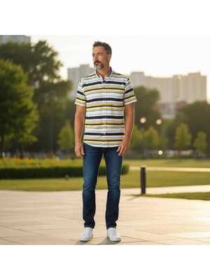 Eren Style Slim Fit Pamuklu Kısa Kollu Cepsiz Gömlek (Slim Fit Kalıp)