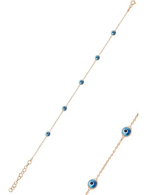 Normadia Şık Gümüş Rose Cam Göz Nazar Bileklik, Zarif ve Modern Tasarım