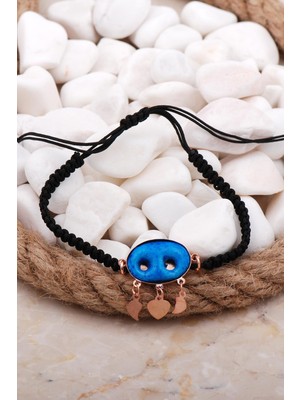 Normadia Gümüş Bileklik, Rose Makrome, Süryani Nazar Boncuğu ile Şık Takı