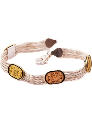 Normadia El Işçiliği Hitit Motifli Hasır Gümüş Bileklik Şık Takı