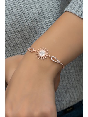 Normadia 925 Ayar Gümüş Güneş Model Zirkon Taşlı Bileklik