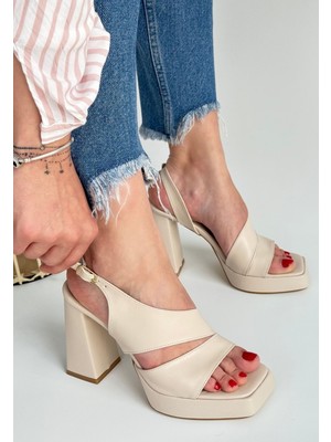 Erbilden Cs Cica Bej Cilt Topuklu Ayakkabı