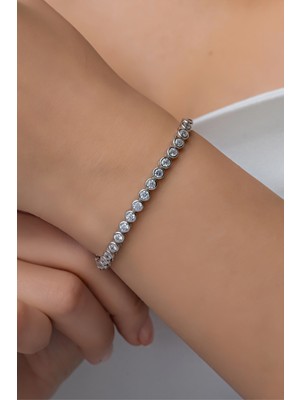 Normadia 925 Ayar Gümüş Rodyumlu Zirkon Taşlı Suyolu Bileklik