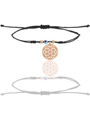 Normadia Şans Bilekliği, Rose Nazarlı, Siyah Ipli, Gümüş Detaylı, Zarif Takı