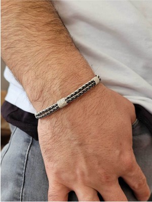 Normadia El Işlemeli Çift Renk Gümüş Bileklik, Zarif ve Şık Takı Hediye