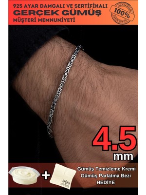 Normadia Erkek Gümüş Bileklik 4.5mm Kare Model, Şık ve Zarif Tasarım