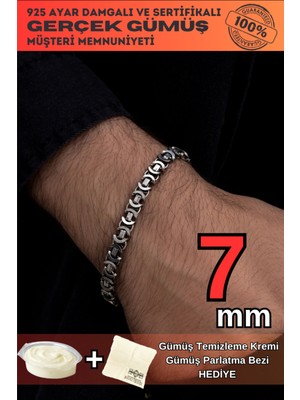 Normadia Erkek Gümüş Bileklik 7mm, 925 Ayar, Künye, Oksitli, Euro, Kral Model