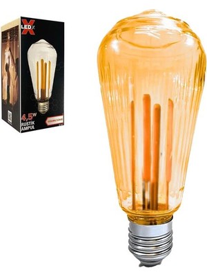 Ett Ledx St-64 Kırılmaz Gövde 4,5 Watt Çizgili Rustik Ampul