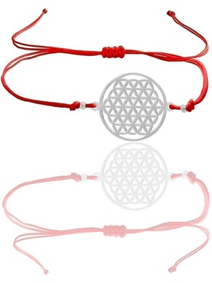 Normadia Kırmızı Ipli Gümüş Çiçek Bileklik, Zarif ve Şık Takı Tasarımı