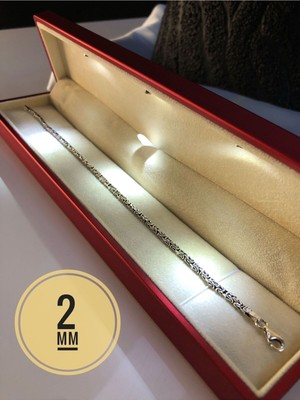 Normadia Erkek Gümüş Bileklik, 2mm Kare Kral Model, Işıklı Kutuda, Sevgiliye