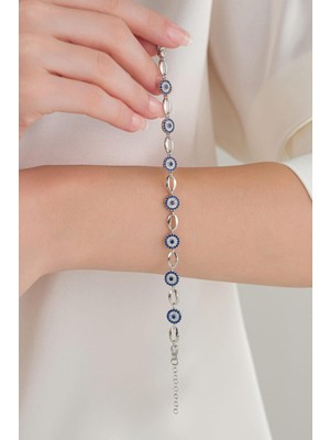 Normadia Mavi Nazar Boncuklu Gümüş Bileklik, Şıklık ve Zarafet Için Ideal Tercih