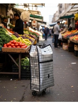 HERŞEYBURDAMODA Ağır Yük Taşımaya Uygun Tekerlekli Market ve Pazar Çantası