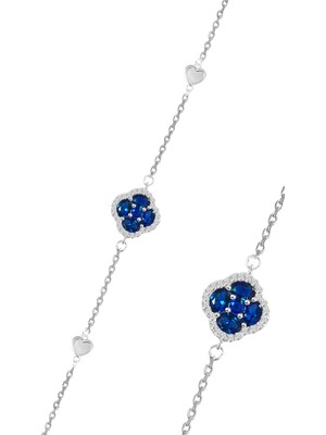 Normadia Gümüş Rodyumlu Kalpler ve Yonca Taşlı Şanslı Bileklik, Şıklık ve Zarafet