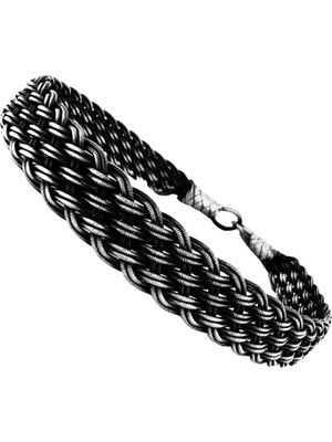 Normadia El Işçiliği Kazaziye Örgülü Gümüş Erkek Bileklik, Zarif ve Şık Tasarım