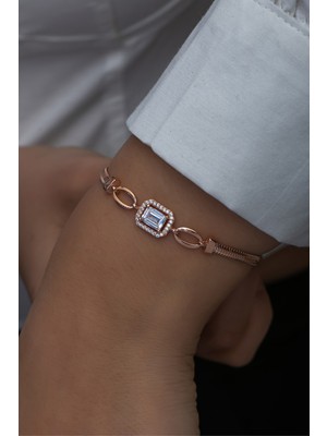 Normadia 925 Ayar Gümüş Rose Kaplama Balık Sırtı Model Bileklik, Şıklığın Simgesi