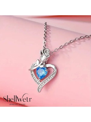 ShellWetr Kadın Kolye Blue Moon 925 Ayar Gümüş Zincir Gümüş Kadın Kolye Sevdiklerinize Kendinize En Özel Hediye