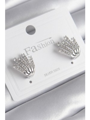 Getittir Pirinç Gümüş Renk Zirkon Taşlı Kadın Küpe - Lisinya