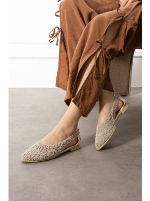 Moda Ayra Aira Kadın Dantel Detaylı Arkası Açık Rahat Örgü Nakışlı Hasır Babet