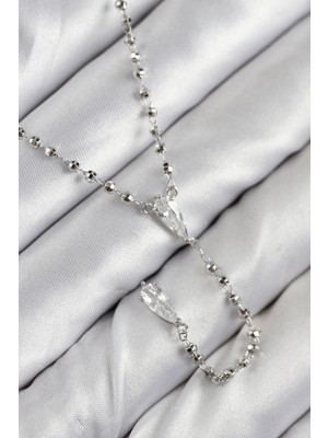 Getittir Pirinç Zirkon Taşlı Gümüş Renk Kadın Y Kolye - Lisinya