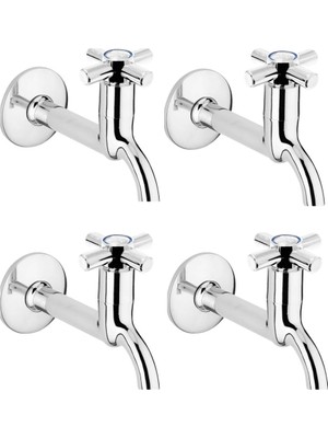 Getittir 4lü Artı Aç Kapa 4 Kollu Krom Çevirveli Musluk Duvardan Tek Girişli ( Lisinya )