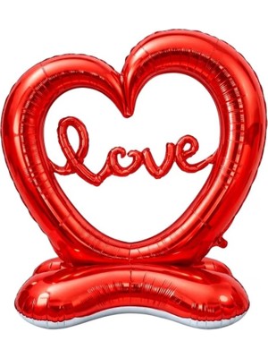 Parti Sürprizi Sevgililer Günü Love Kırmızı Kalp Ayaklı Folyo Balon 1 Adet
