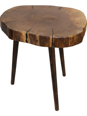 Armes Ev Concept Doğal Ağaç Kütük Yan Sehpa -  3 Ayaklı Dekoratif Orta Sehpa - El Yapımı
